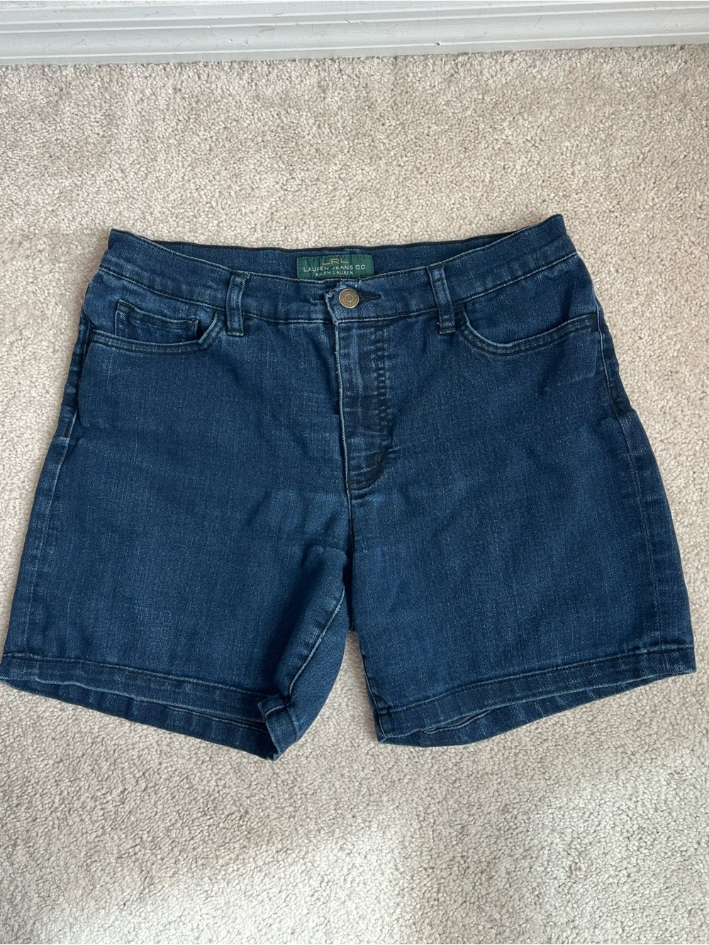 VTG Lauren Jeans Co Ralph Lauren Denim Shorts Size 6 Green Label High Rise Y2K